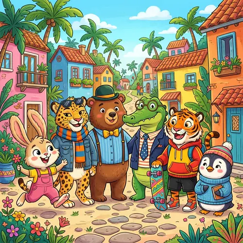 Adorable Animal Characters in Vibrant Cartoons