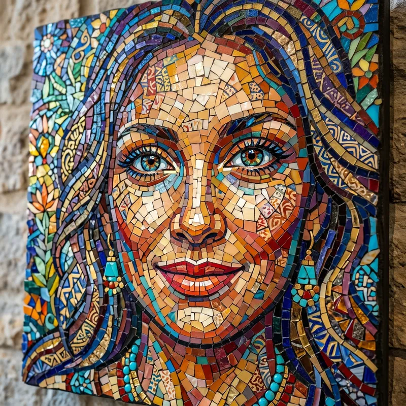 Elegant Women's Face Mosaic Artwork