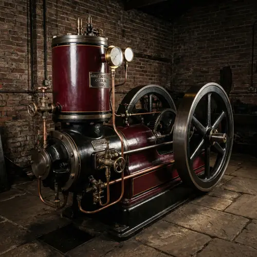 Vintage Gas Engine: Sturdy Steel & Iron Components