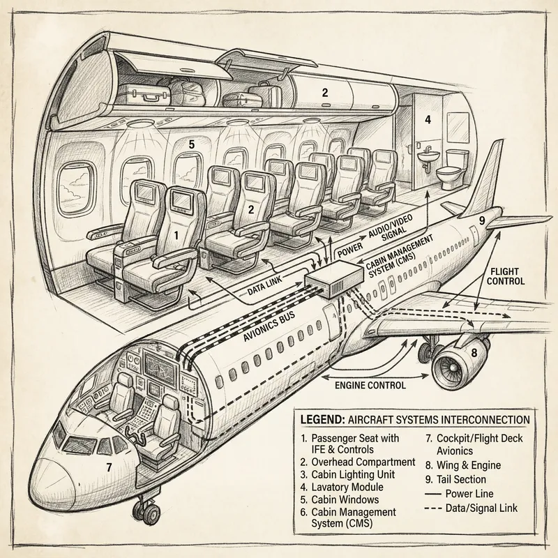 Hand Drawing of Aircraft Cabin Systems