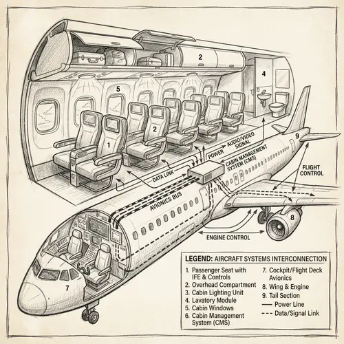 Hand Drawing of Aircraft Cabin Systems