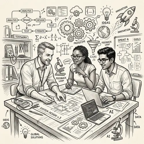 Collaboration of Engineers: A Hand-Drawn Sketch