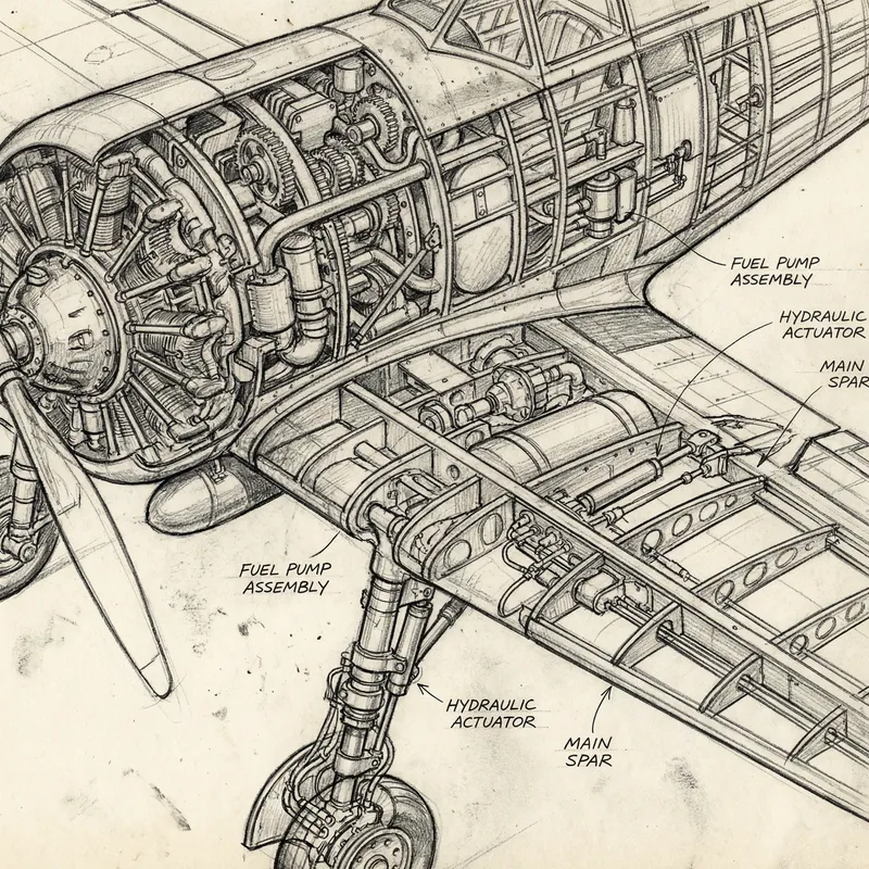 Hand Drawing of Aircraft Mechanical Systems