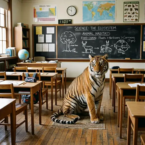 Calm Tiger in Classroom Environment
