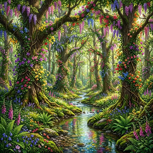 Fabulous Blooming Forest - Enchanting Spectacle of Life and Growth