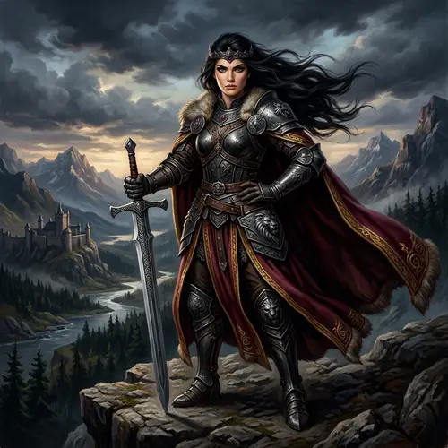 Imposing Warrior Princess in Fantasy World Art