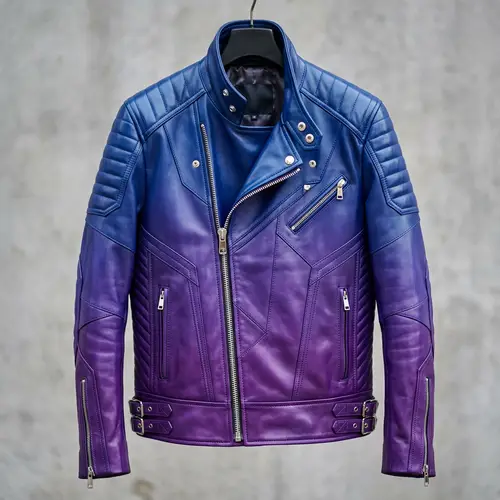 Contemporary Fashion Royal Blue and Purple Leather Jacket