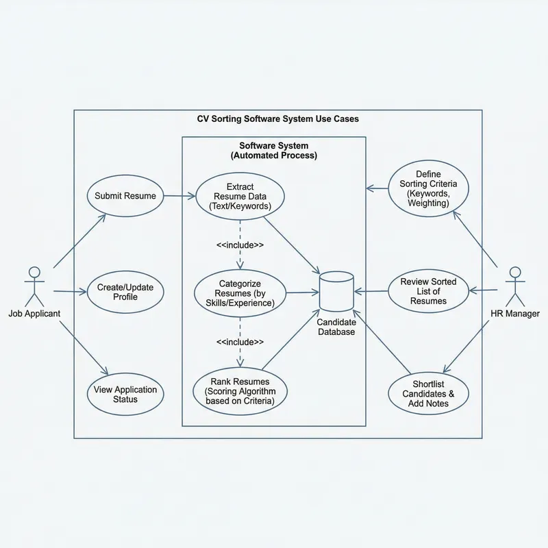 CV Sorting Software: Use Case Diagram for Efficient Resume Management
