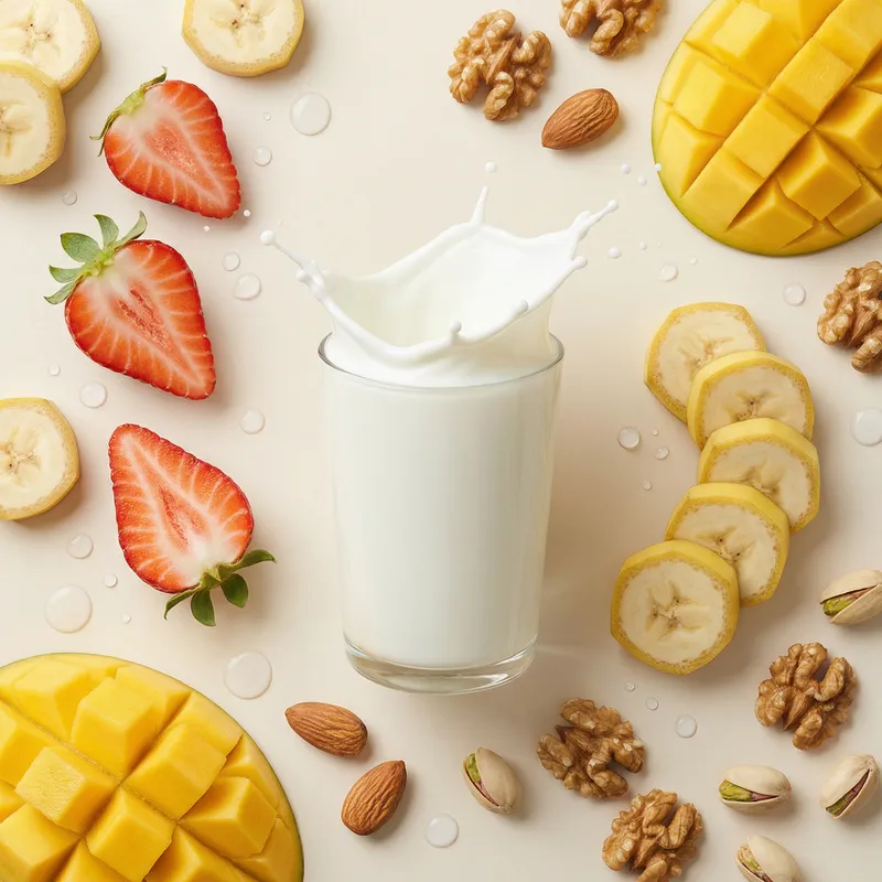 Fresh Dairy & Fruit Background Design