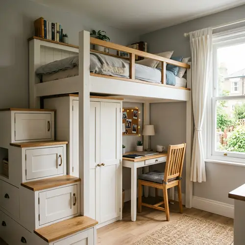 Cozy Small Loft Bed with Storage Solutions