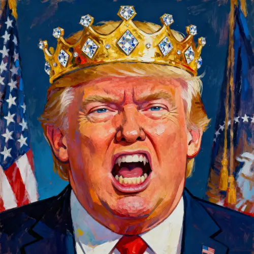Exaggerated Trump Caricature Portrait with Tiara