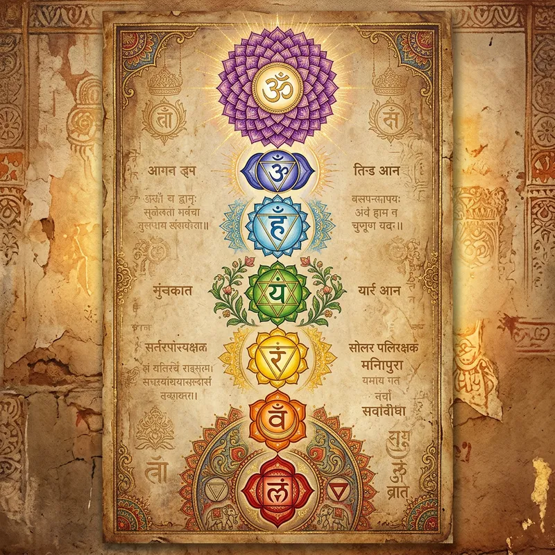 Contemporary Chakra Symbols - Sacred Illustration in Traditional Style