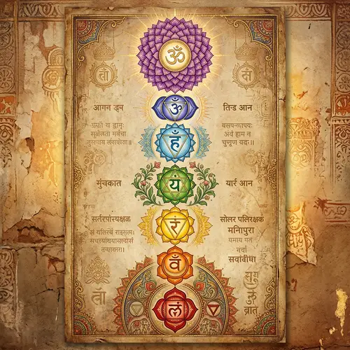 Traditional Seven Chakra Symbols Illustration