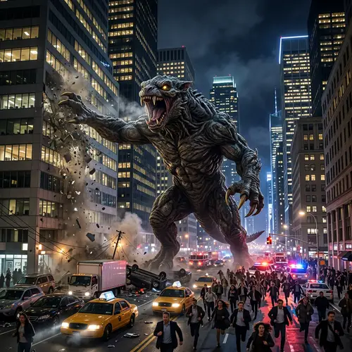 Monstrous Creature Attacks Metropolis - Chaos Unleashed!