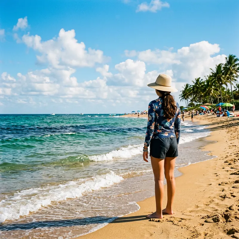 Hispanic Teenage Girl On Beach | Sunny Day Scene