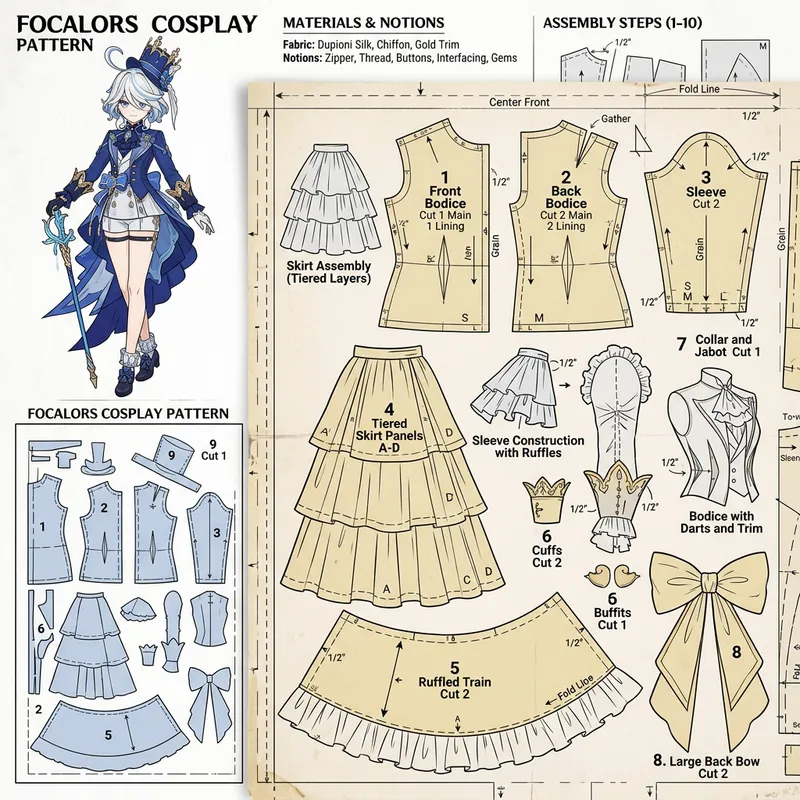 Focalors Costume Sewing Pattern - Genshin Impact