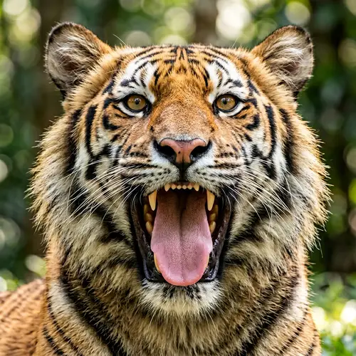 Cute Tiger Panting: Close-Up of Its Fluffy Face