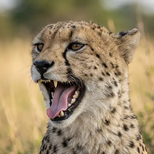 Cheetah Close-Up: Adorable Panting Behavior