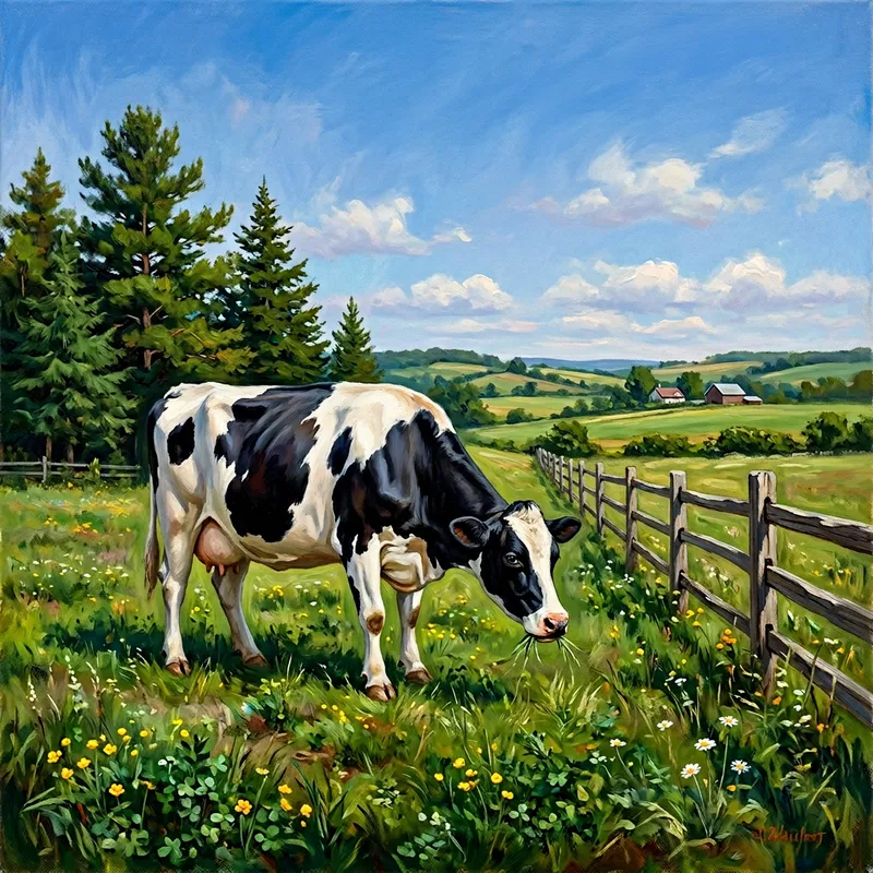 Beautiful Cow Gracing in Open Field Beautiful Cow Gracing in Open Field