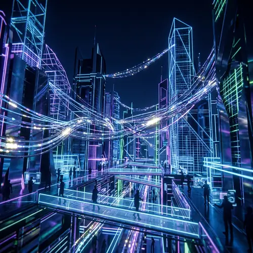 Cybernetic Neon Cityscape - Dark Web Never Rests
