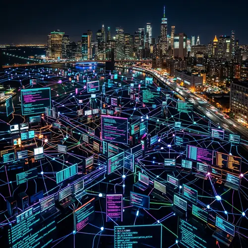 The Dark Web Never Sleeps - Neon Glow Network at Night