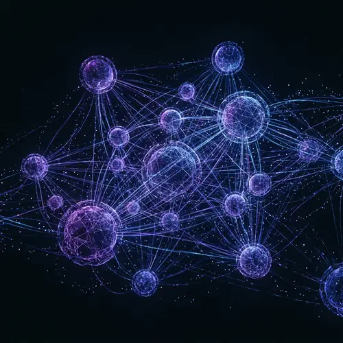 Dark Web Planetary System | Glowing Data Servers in Deep Purple Hues