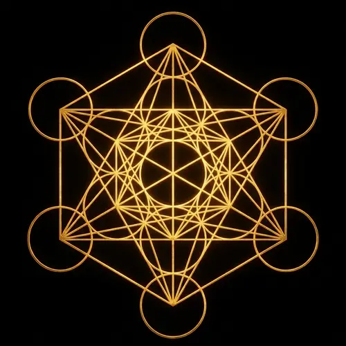 Golden Metatron Symbol on Transparent PNG Background