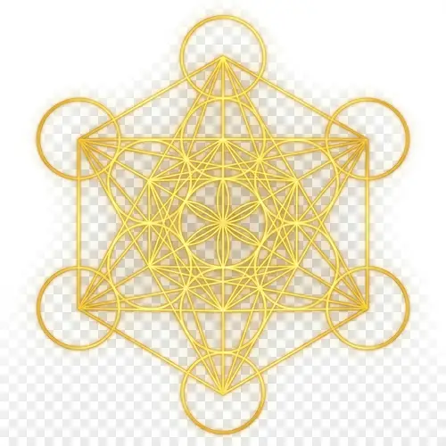 Golden Metatron's Cube: Sacred Geometric Figure with 13 Circles