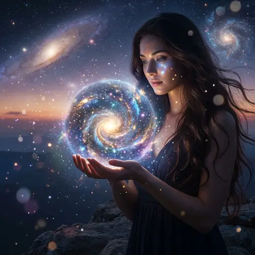 Woman Holding the Universe: A Cosmic Perspective