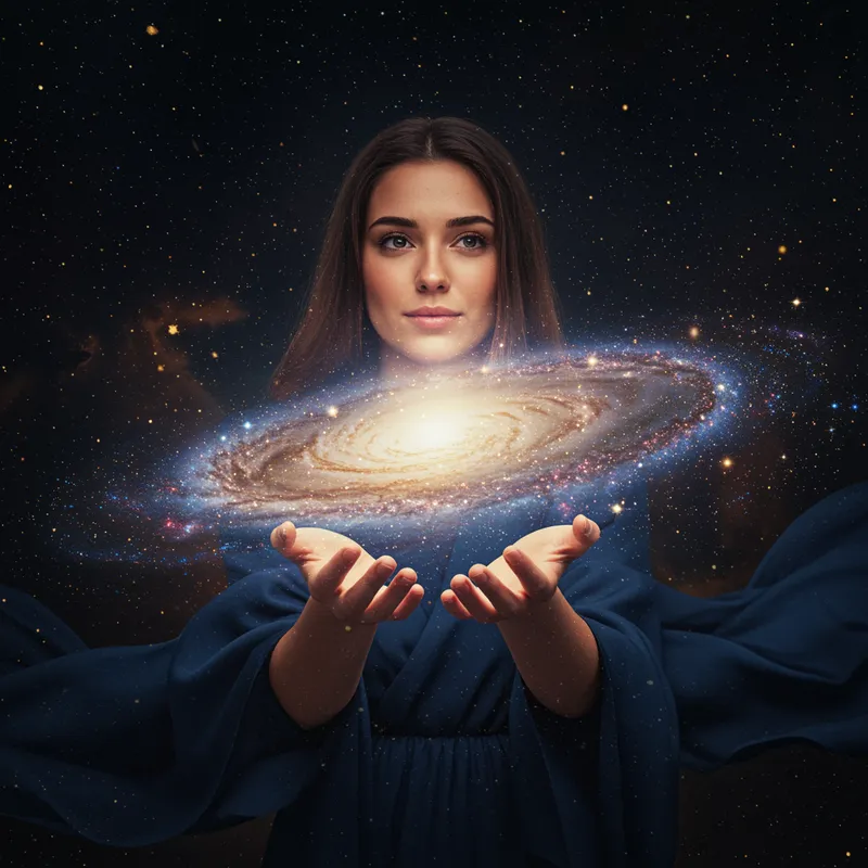 Woman Holding the Universe: A Cosmic Perspective