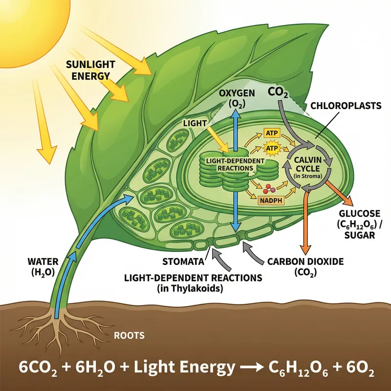 Detailed Diagram of Photosynthesis Process | Illustration Included