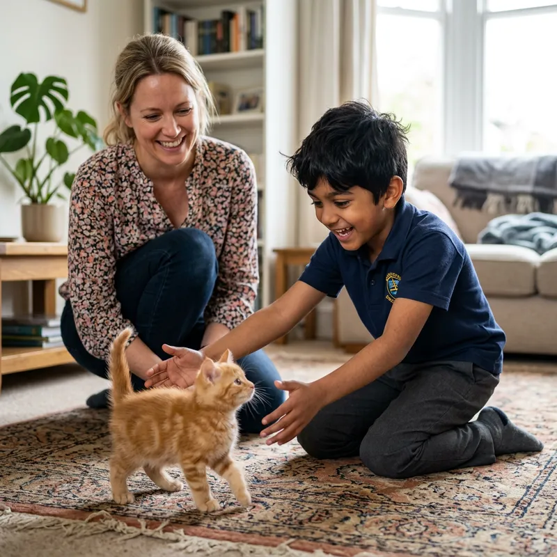 Heartwarming Moment: Boy and Kitten in Hyperrealism