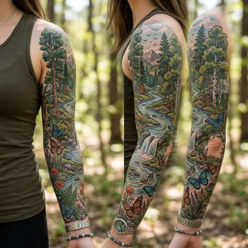 Beautiful Sleeve Tattoo of Nature