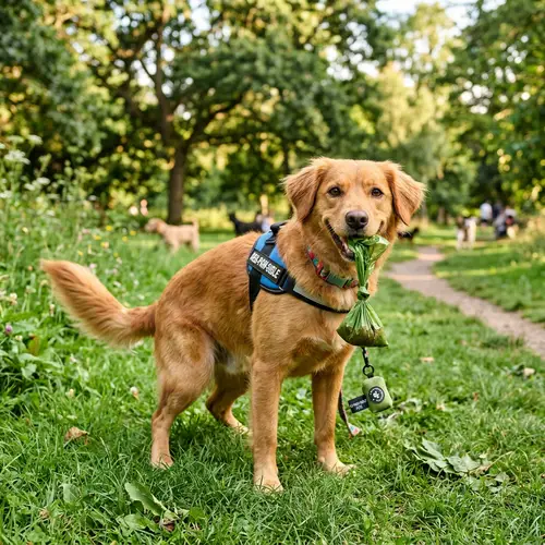 Happy Dog Cleaning Up