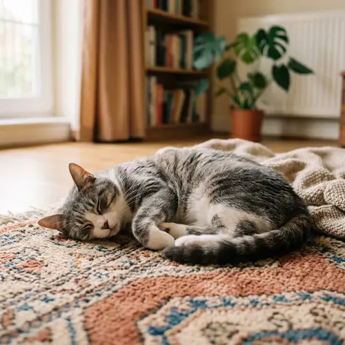 Gato: Tranquil Cat on a Cozy Rug