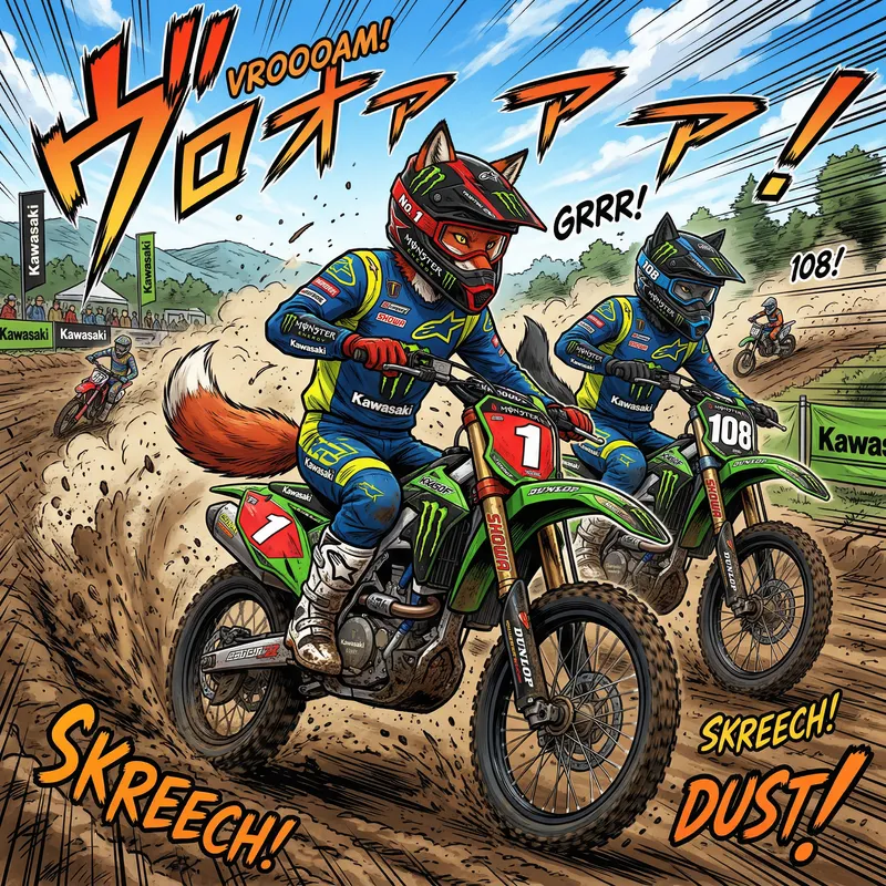 Exciting Motocross Action: Monster Energy Kawasaki Team Exciting Motocross Action: Monster Energy Kawasaki Team