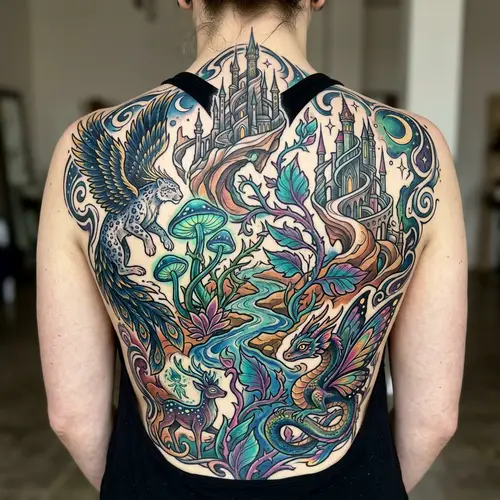 Sandivistan Back Tattoo Design | Intricate Fantasy Artwork