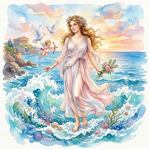 Aphrodite: Watercolor Goddess of Love Art