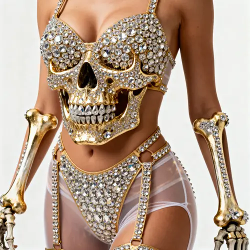 Sexy Skull Costume with Rhinestones