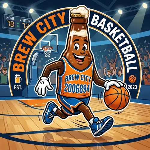 Animated Beer Bottle Basketball Jersey Logo