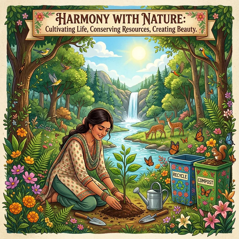 Poster Drawing: Serene Forest Scene with Nurturing and Growing New Life