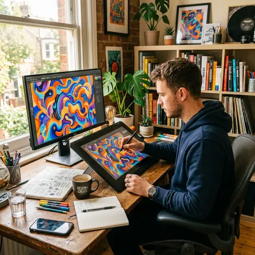 Steve, 25-Year-Old Graphic Designer Crafting Vibrant Digital Illustrations