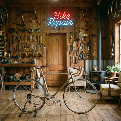 Cozy Vintage Bike Repair Workshop