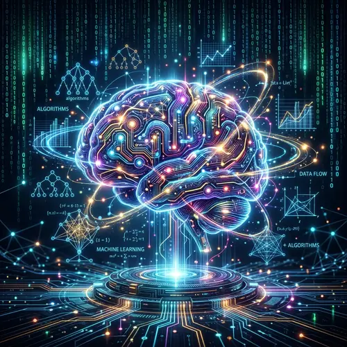 Futuristic Artificial Intelligence Illustration | Multicolored Brain Machine