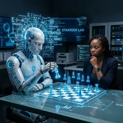AI Strategic Impact: Robotic Figure vs Human in Chess Game