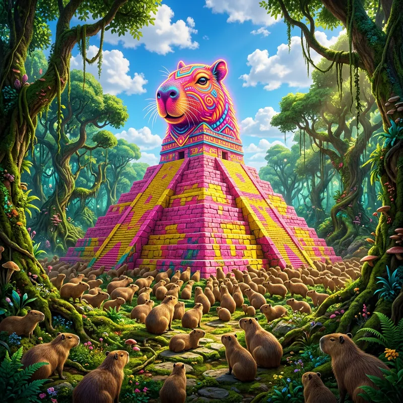 Surreal Pyramid of Cheops in Enchanted Forest Surreal Pyramid of Cheops in Enchanted Forest