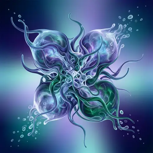 Finj - Abstract Image with Complex Shapes and Cool Colors