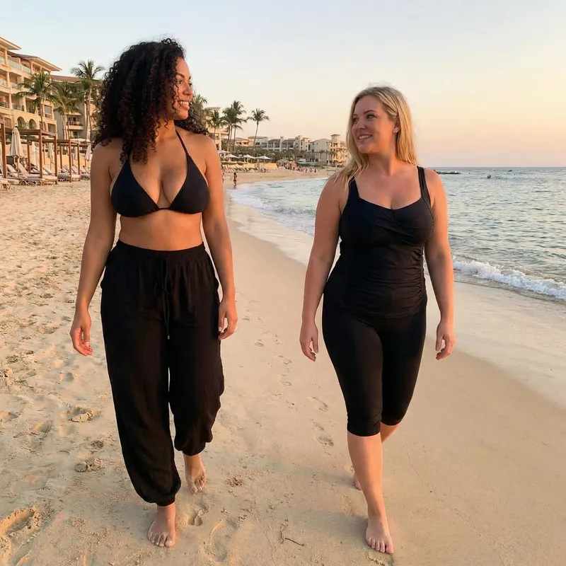 Busty Women in Black Bikinis and Pants Busty Women in Black Bikinis and Pants