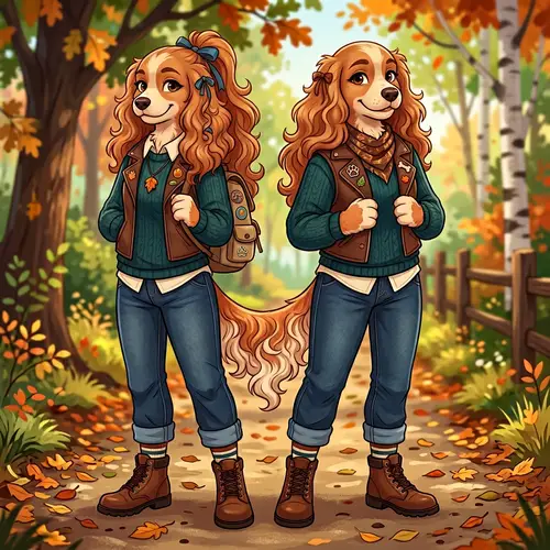 Stylized Girl Cocker Spaniel Fursona Art