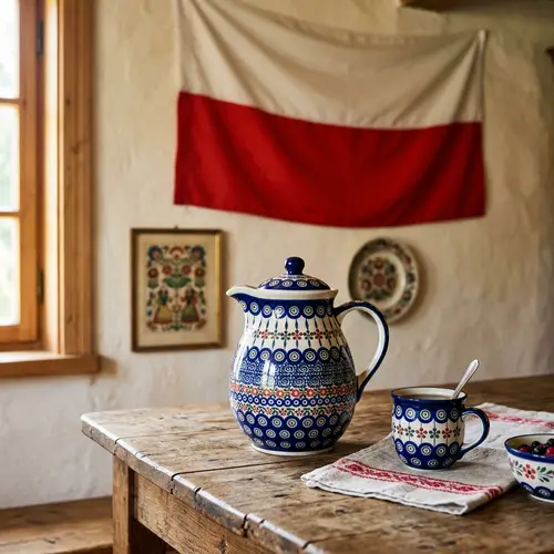 Traditional Ceramic Jug Inspired by Polish Pottery Design